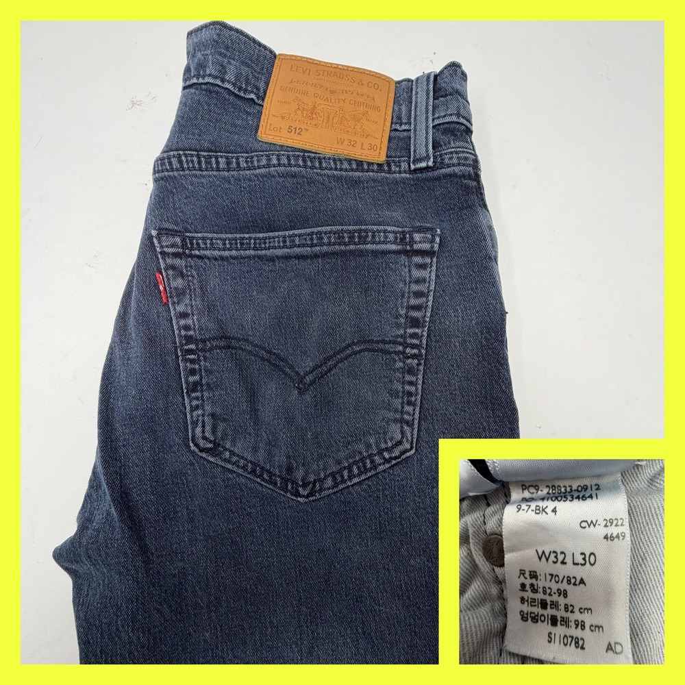 Levi's 512 Slim Taper Jeans Men 32x30 Dark Wash Blue Premium Denim 28833-0912